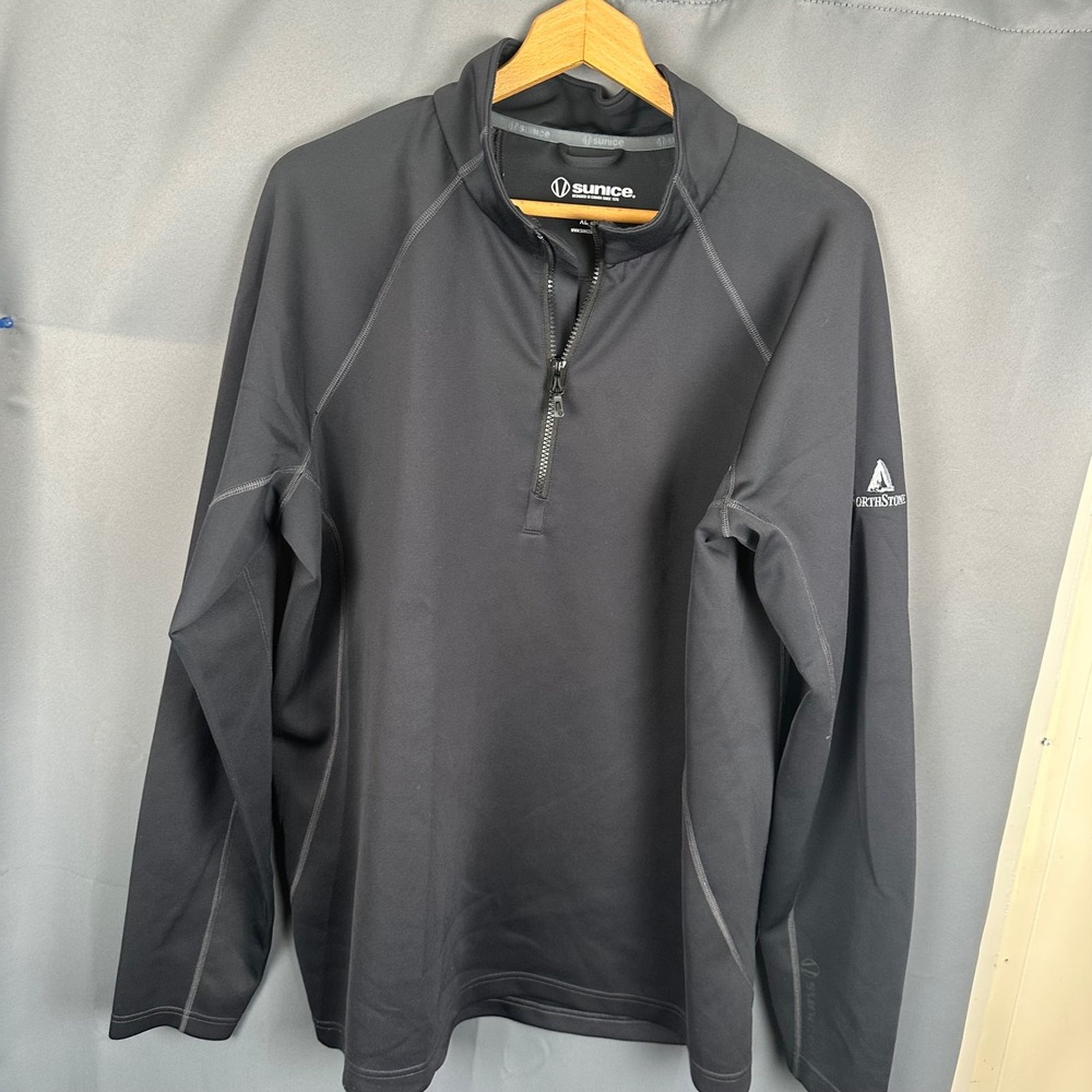 Sunice Mens XL 1/4 Zip Pullover Charcoal Black North Stone Golf Activewear Top - Picture 3 of 8